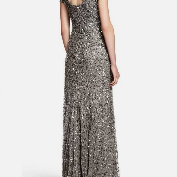 Adrianna Papel cap sleeve sequin dress in pewter - Picture 6 of 12